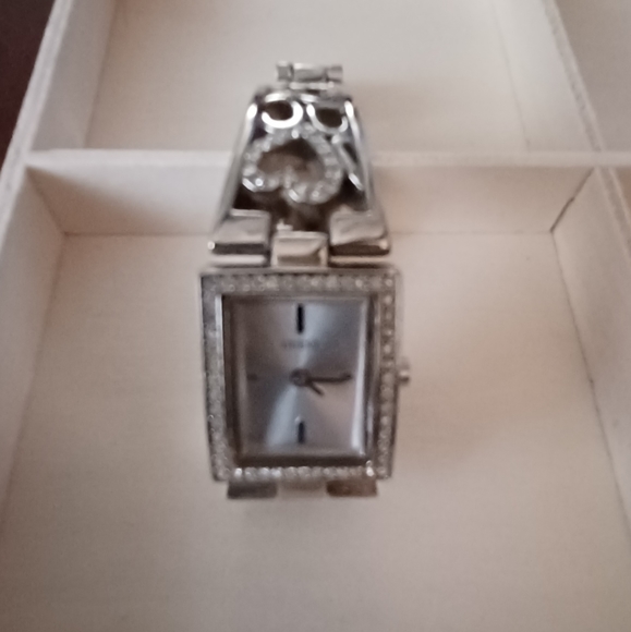 Womens Silver with Stones Watch, Heart cut out Band Design - Picture 4 of 6